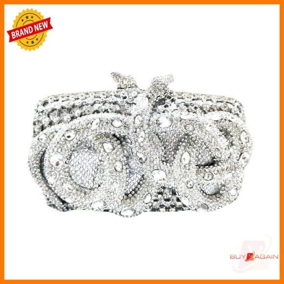Sparkly Rhinestone Evening Clutch Purse with Chain Strap for Wedding Prom